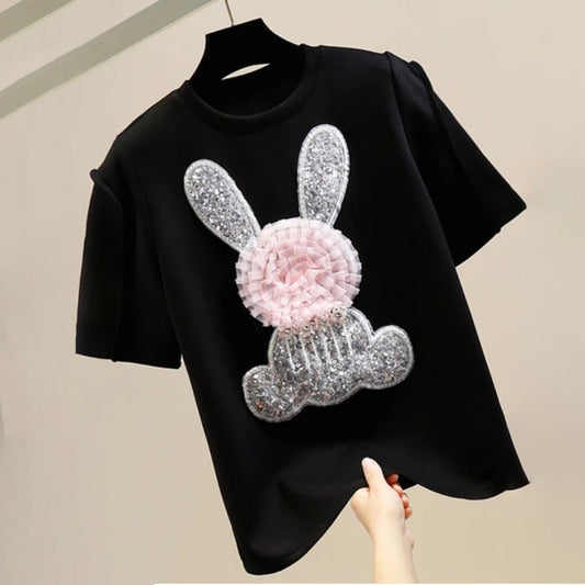 Imported Women T-Shirt (Silver Bear Black + Brown Bear)