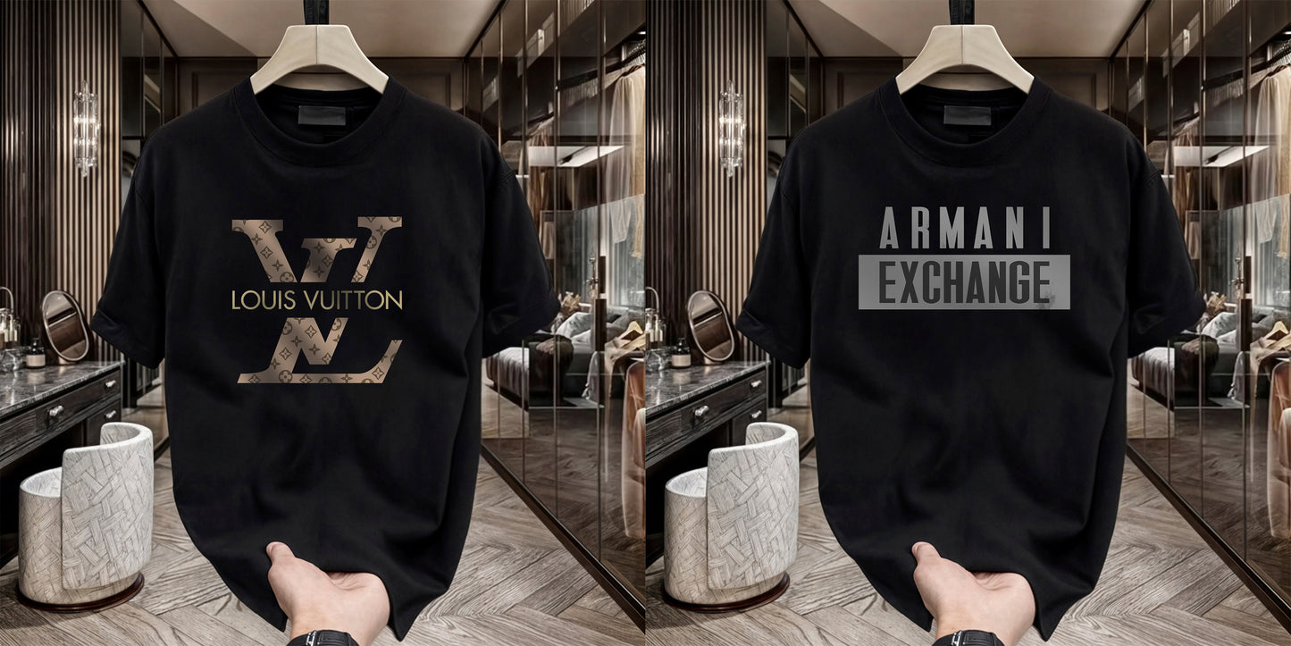 Men's Brand Premium Selling T-Shirt (BD-ARMANI GREY + LV)