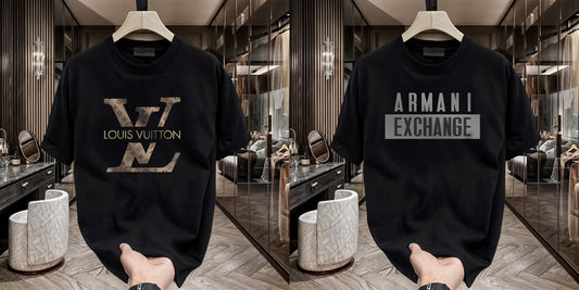 Men's Brand Premium Selling T-Shirt (BD-ARMANI GREY + LV)