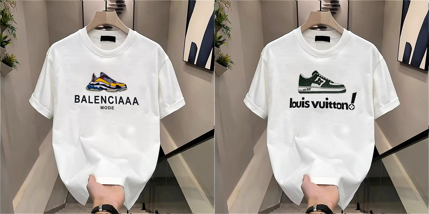 Men's Brand Premium Selling T-Shirt (BD-BALENCIAAA MODE+ LV Shoe)