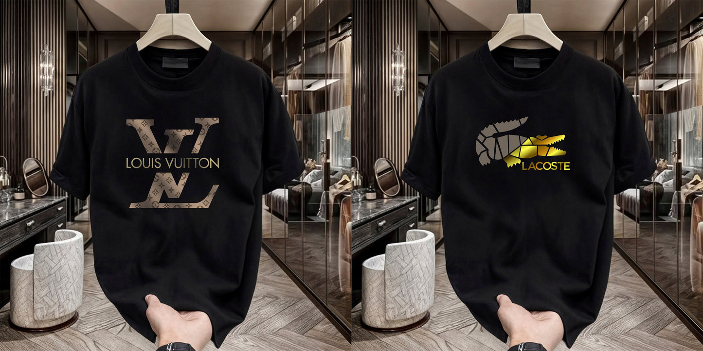 Men's Brand Premium Selling T-Shirt (BD-LV+LACOSTE GOLD)