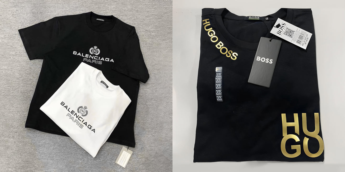 Men's Luxury Premium Selling T-Shirt (BD-BALENCIAGA PARIS+HB GOLD)