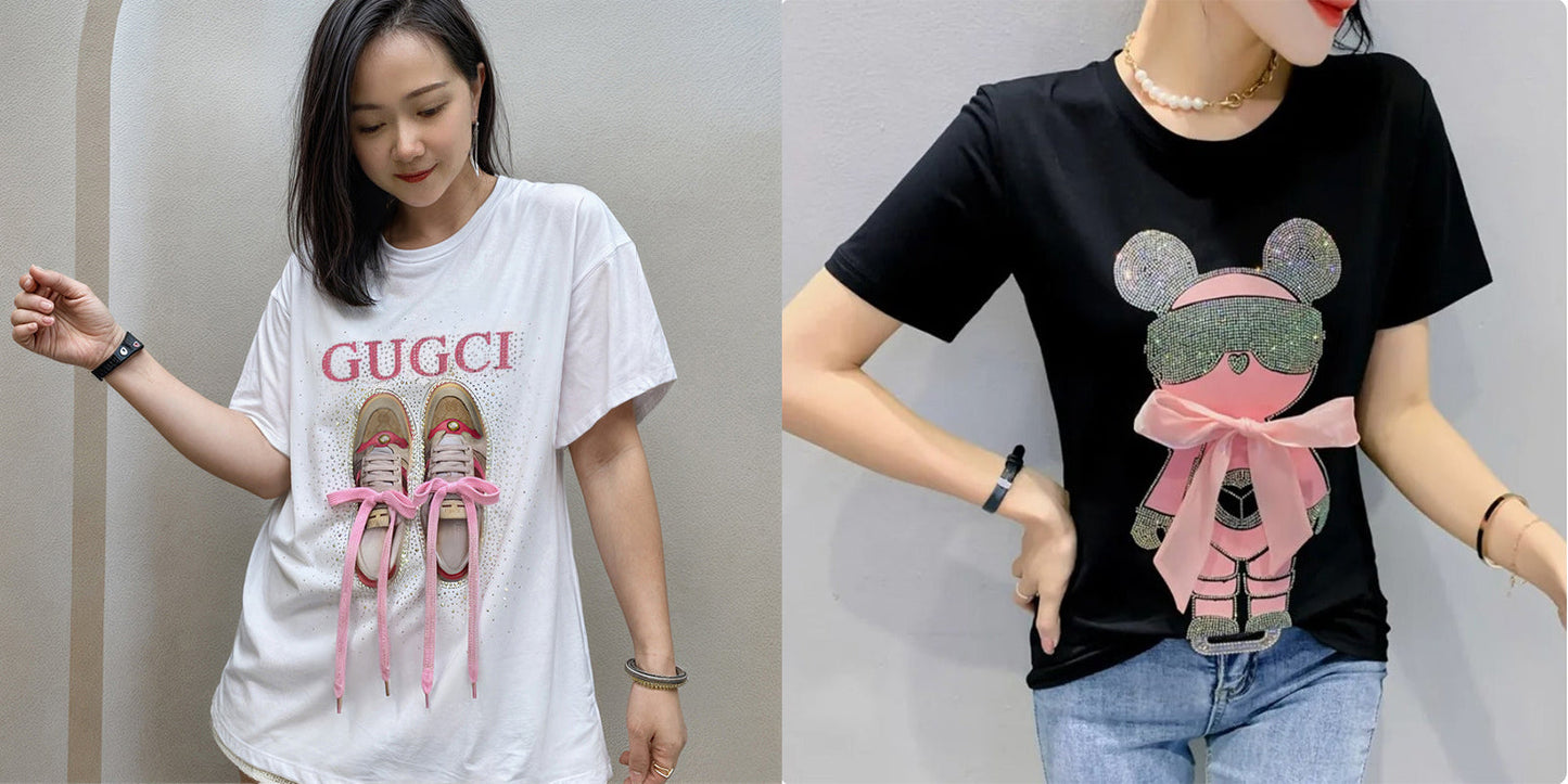 Imported Women T-Shirt (Gugci + Bow Bear)