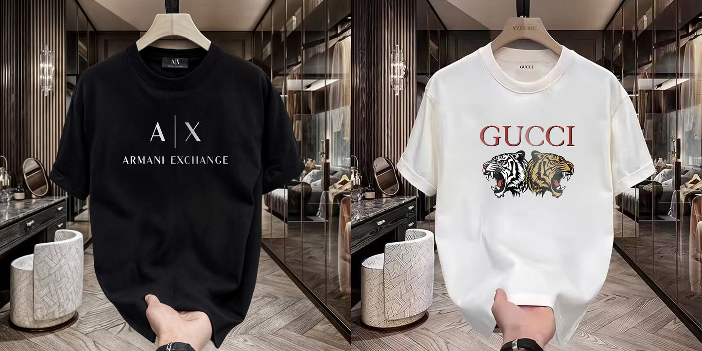 Men's Premium Selling T-Shirts (BD-AX White+ Gucci Tiger)
