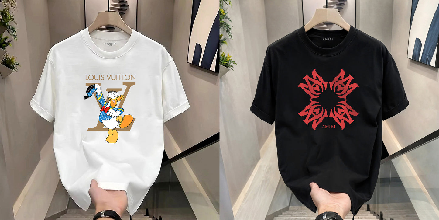 Men's Premium Selling T-Shirts (BD- LV DUCK + AMIRI RED)