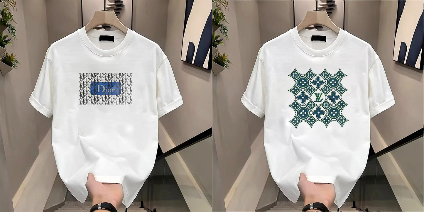 Men's Brand Premium Selling T-Shirt (BD-Dior Blue + LV Green)