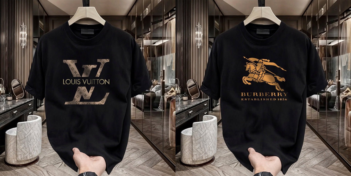 Men's Brand Premium Selling T-Shirt (BD-BURBERRY GOLD+LV)
