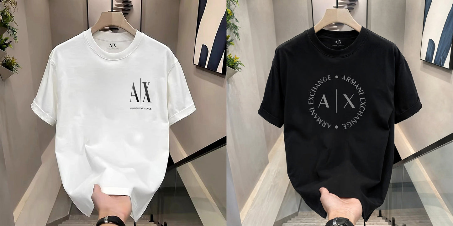 Men's Premium Selling T-Shirts (BD-SMALL AX BLACK+ARMANI ROUND)