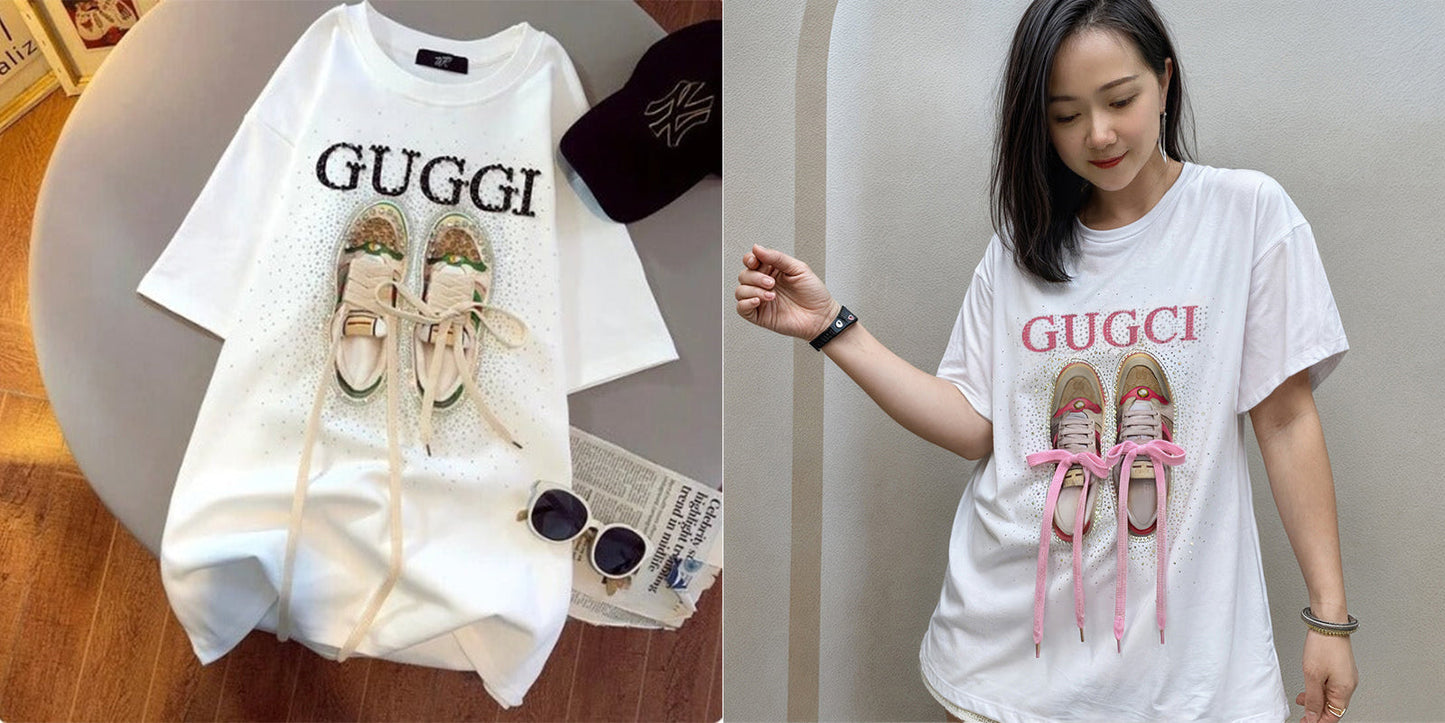 Imported Women T-Shirt (Guggi White + Gugci)