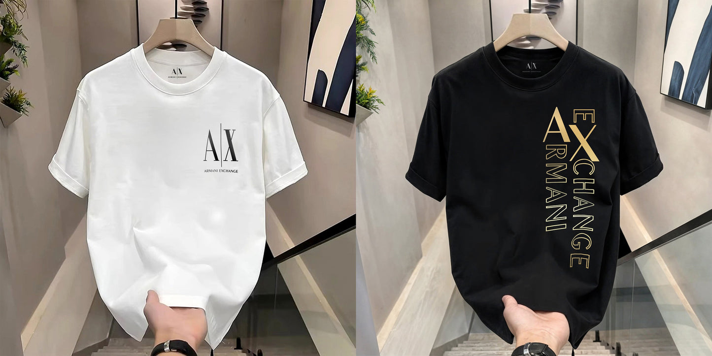 Men's Premium Selling T-Shirts (BD-SMALL AX BLACK+ARMANI EXCHANGE)