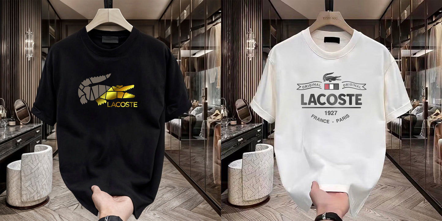 Men's Brand Premium Selling T-Shirt (BD-LACOSTE GOLD+LACOSTE PARIS)