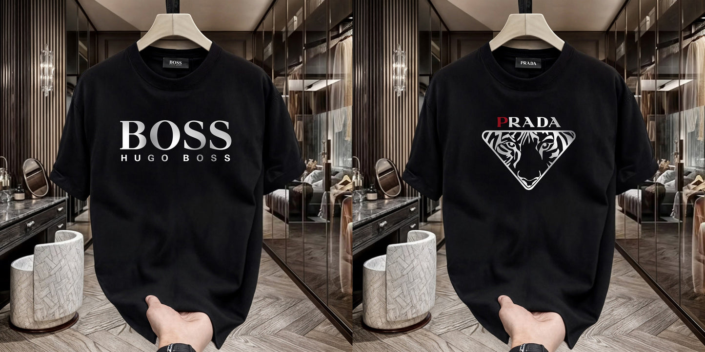 Men's Premium Selling T-Shirts (BD-HUGO BOSS+BALMAIN WHITE)