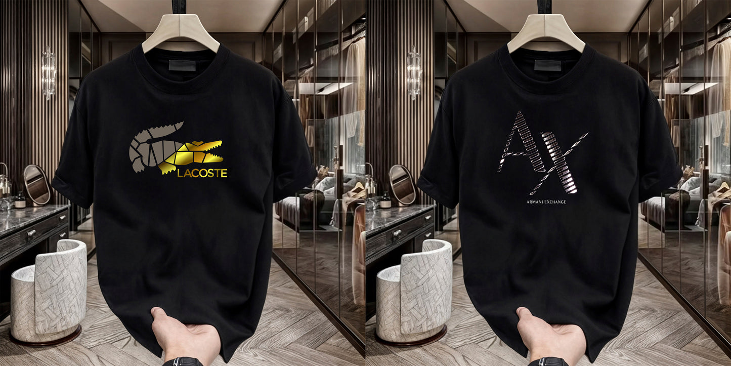 Men's Brand Premium Selling T-Shirt (BD-LACOSTE GOLD+AX CUT)