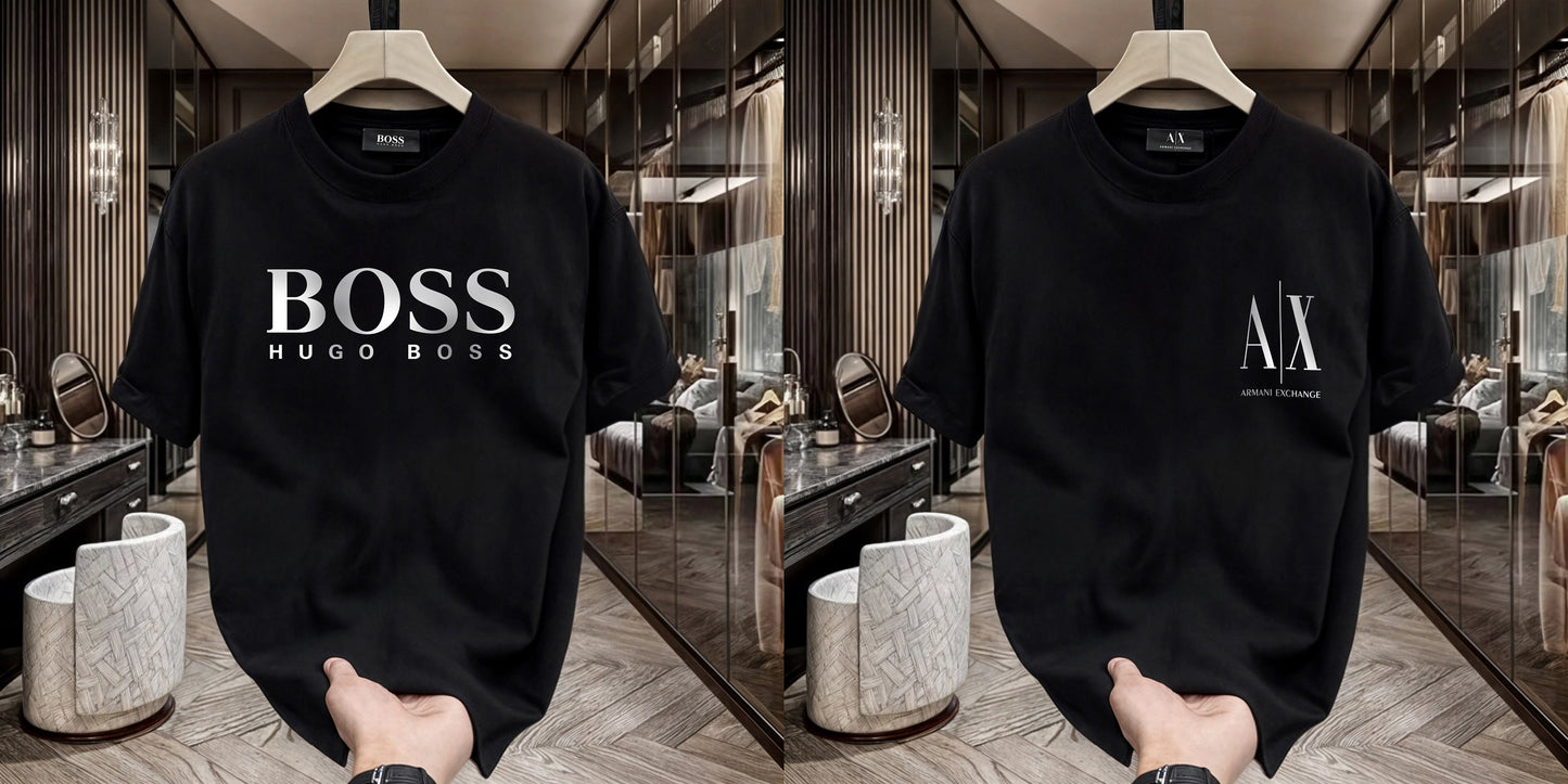 Men's Premium Selling T-Shirts (BD-HUGO BOSS+SMALL AX WHITE)