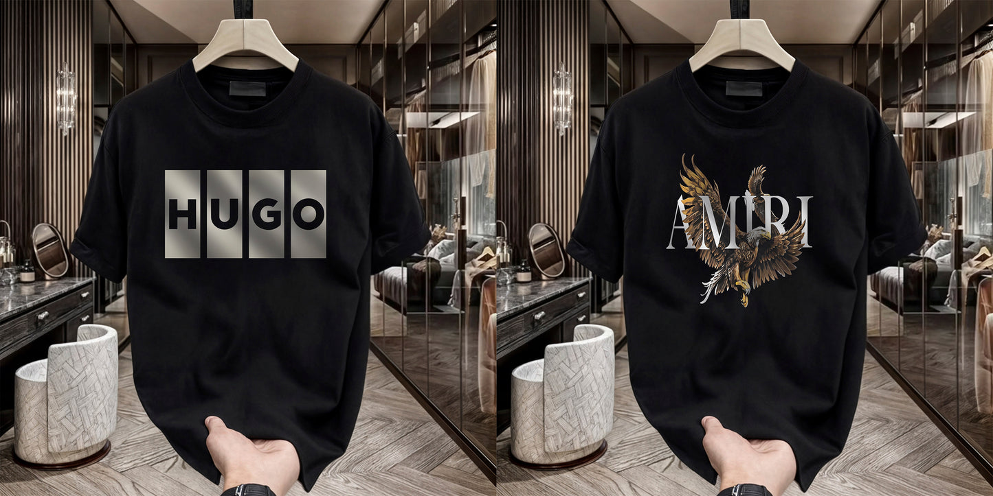 Men's Brand Premium Selling T-Shirt (BD-HUGO BOX+AMIRI)