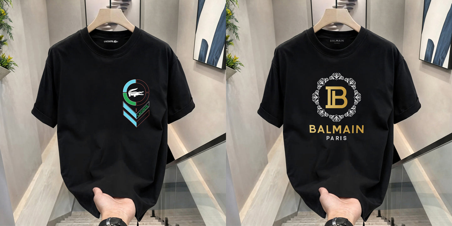 Men's Premium Selling T-Shirts (BD-LACOSTE BLUE+BALMAIN ROYAL)