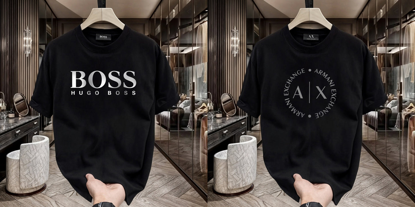 Men's Premium Selling T-Shirts (BD-HUGO BOSS+ARMANI ROUND)