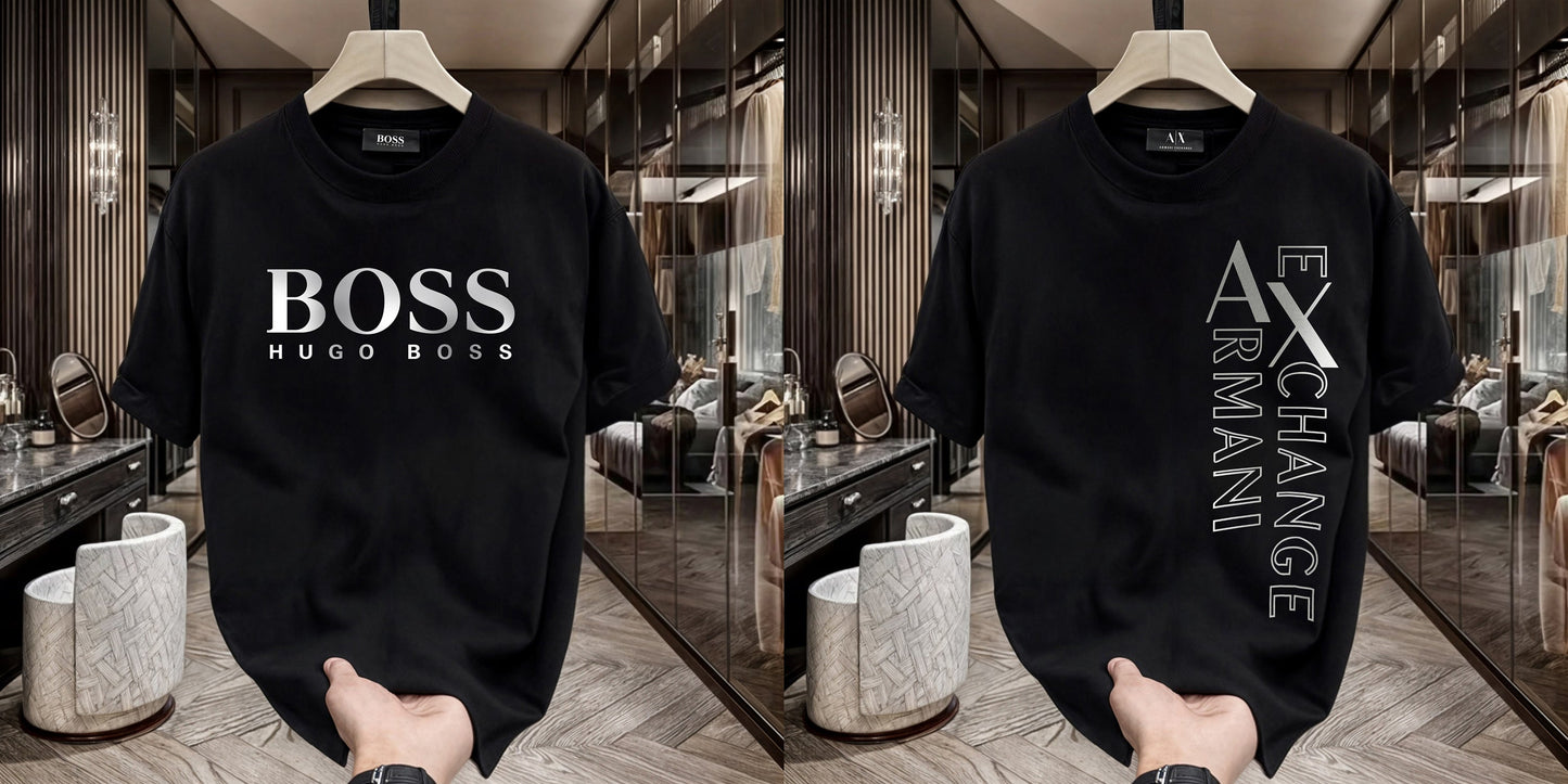 Men's Premium Selling T-Shirts (BD-HUGO BOSS+ARMANI EXCHANGE SILVER)