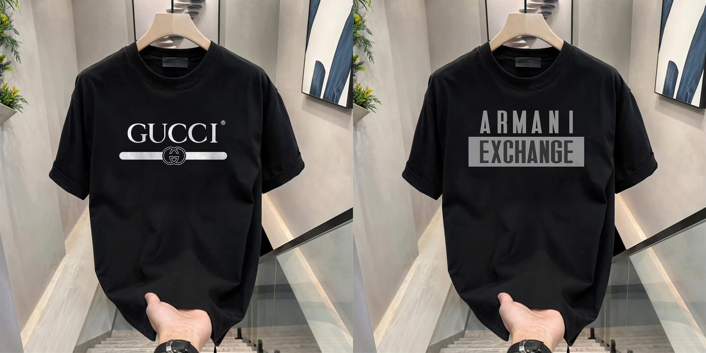 Men's Brand Premium Selling T-Shirt (BD-GUCCI+ARMANI GREY)