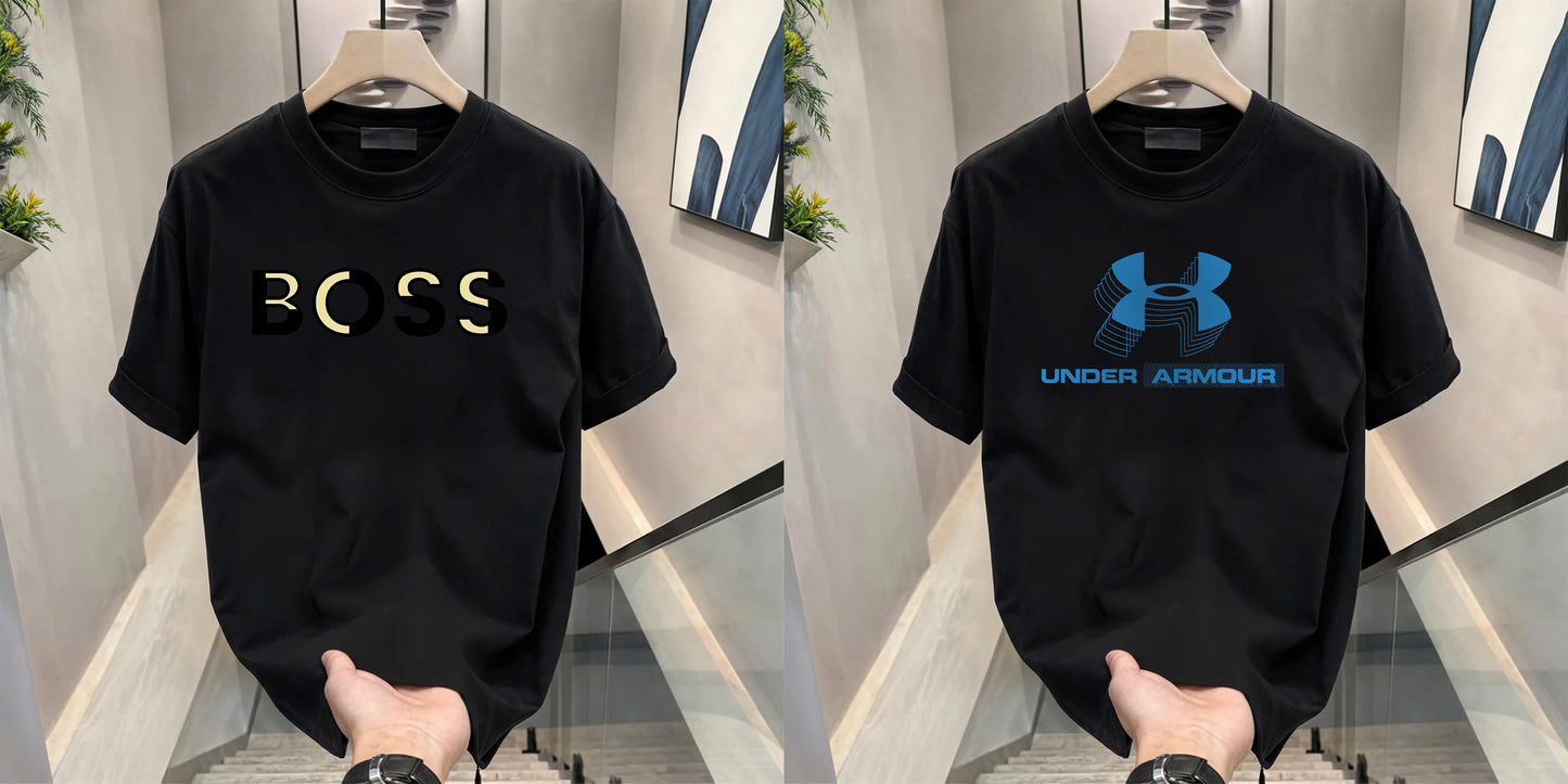 Men's Brand Premium Selling T-Shirt (BD-GOLD BOSS+BLUE ARMOUR)