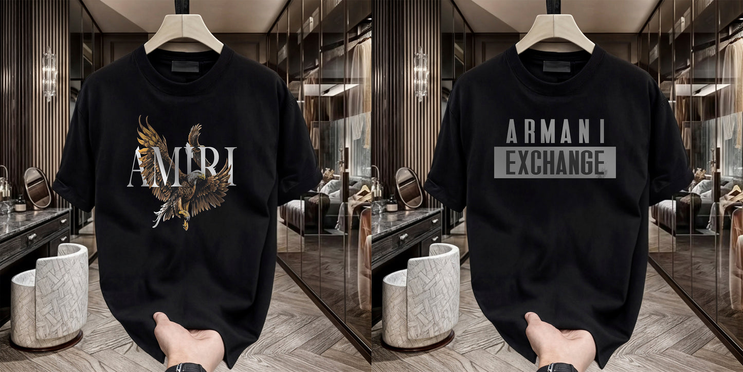 Men's Brand Premium Selling T-Shirt (BD-ARMANI GREY+AMIRI)