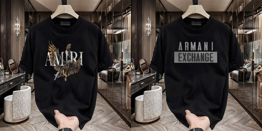 Men's Brand Premium Selling T-Shirt (BD-ARMANI GREY+AMIRI)