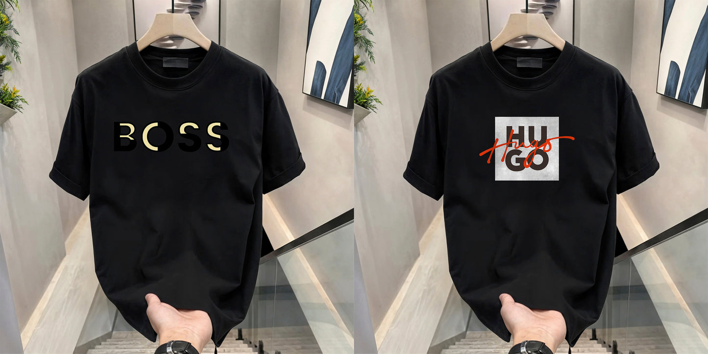Men's Brand Premium Selling T-Shirt (BD-GOLD BOSS+HUGO RED)