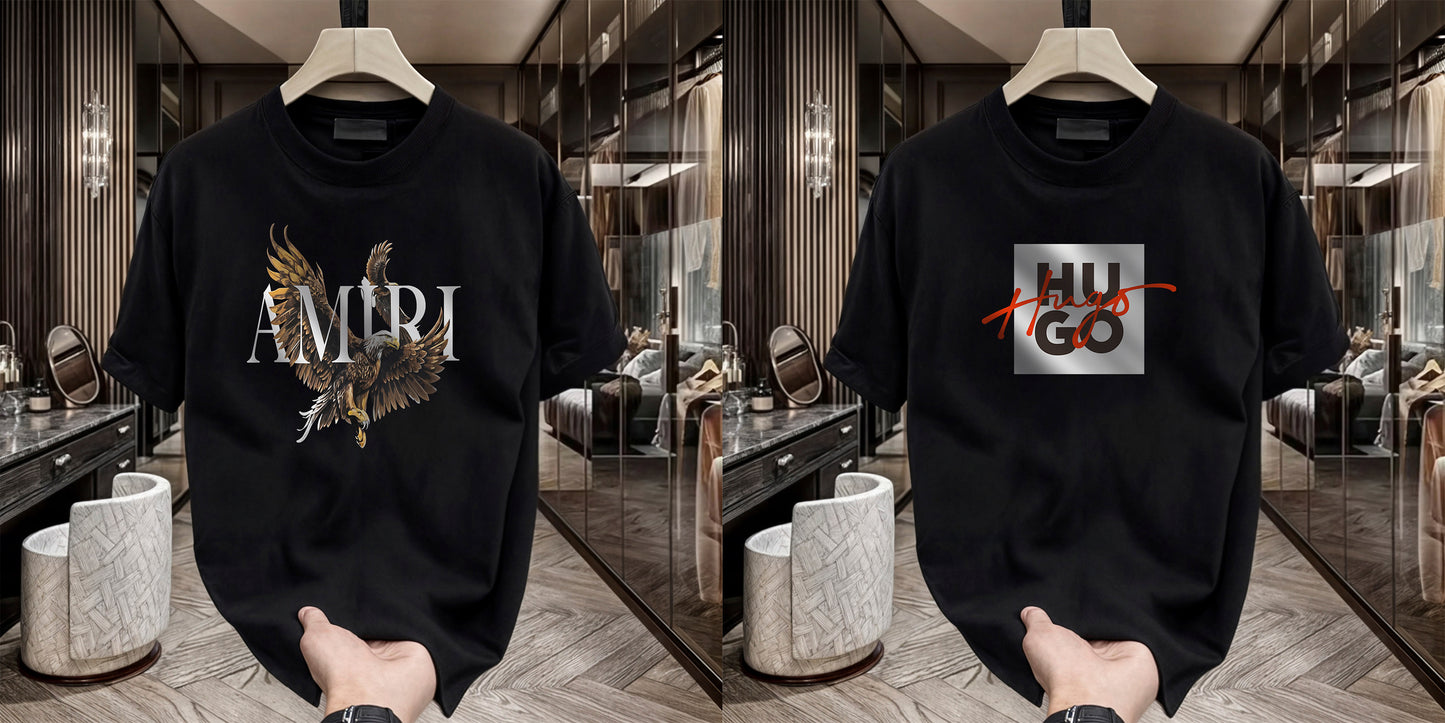 Men's Brand Premium Selling T-Shirt (BD-AMIRI+HUGO RED)
