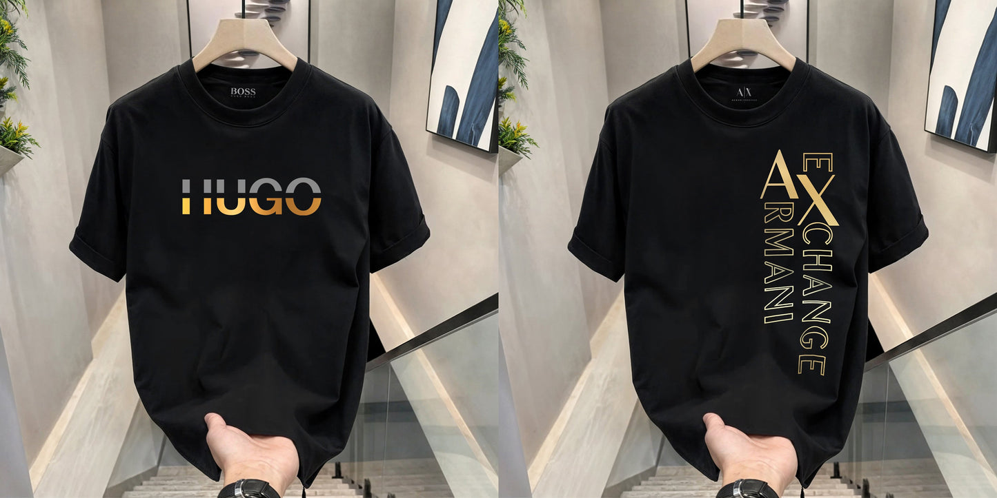 Men's Premium Selling T-Shirts (BD-HUGO GOLD+ARMANI EXCHANGE)