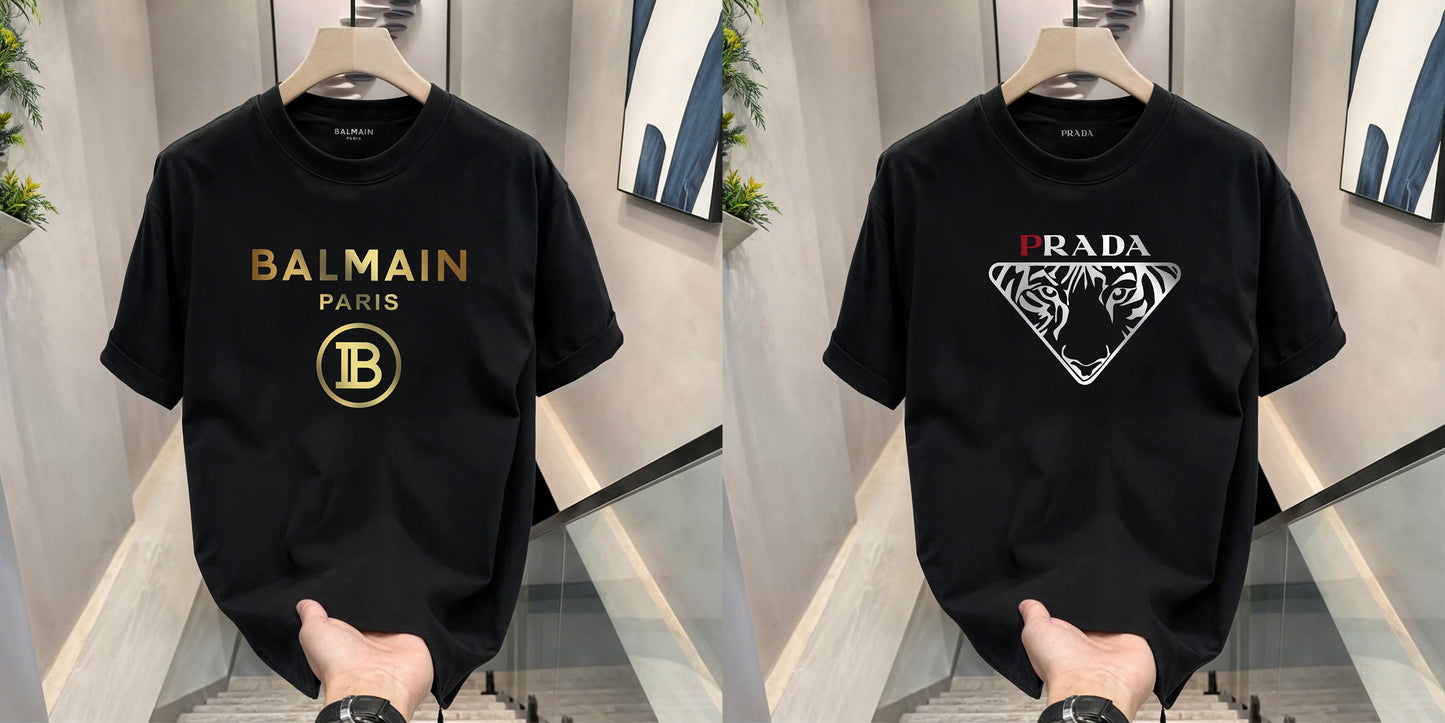 Men's Premium Selling T-Shirts (BD-BALMAIN GOLD+ PRADA)