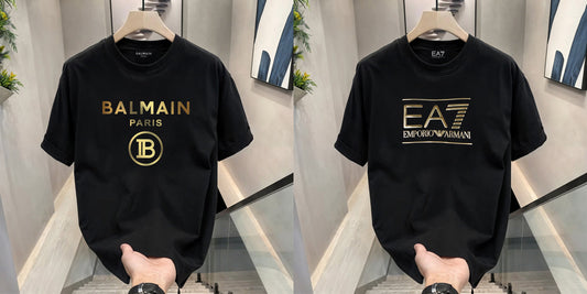 Men's Premium Selling T-Shirts (BD-BALMAIN GOLD+ EA7)