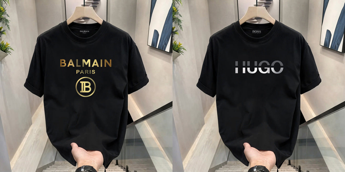 Men's Premium Selling T-Shirts (BD-BALMAIN GOLD+ HUGO SILVER)