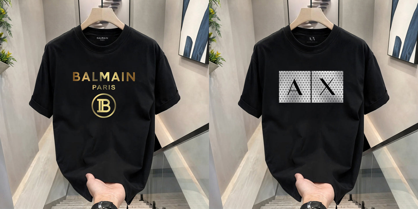 Men's Premium Selling T-Shirts (BD-BALMAIN GOLD+ AX BIG BOX)