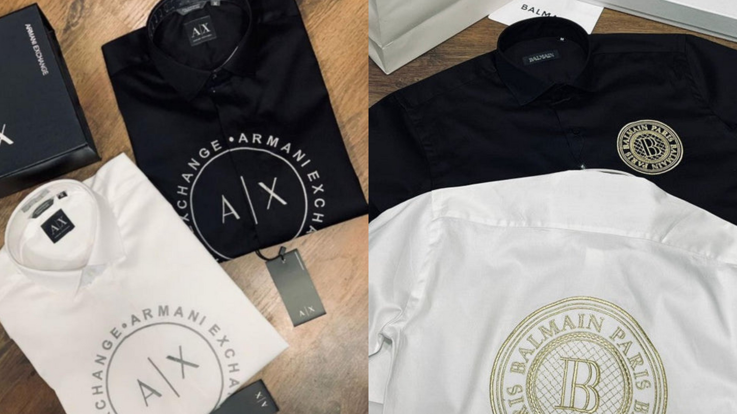 Luxury And Premium Cotton Shirt For Men (BD-ARMANI 2 BLACK + BALMAIN 4 BLACK)