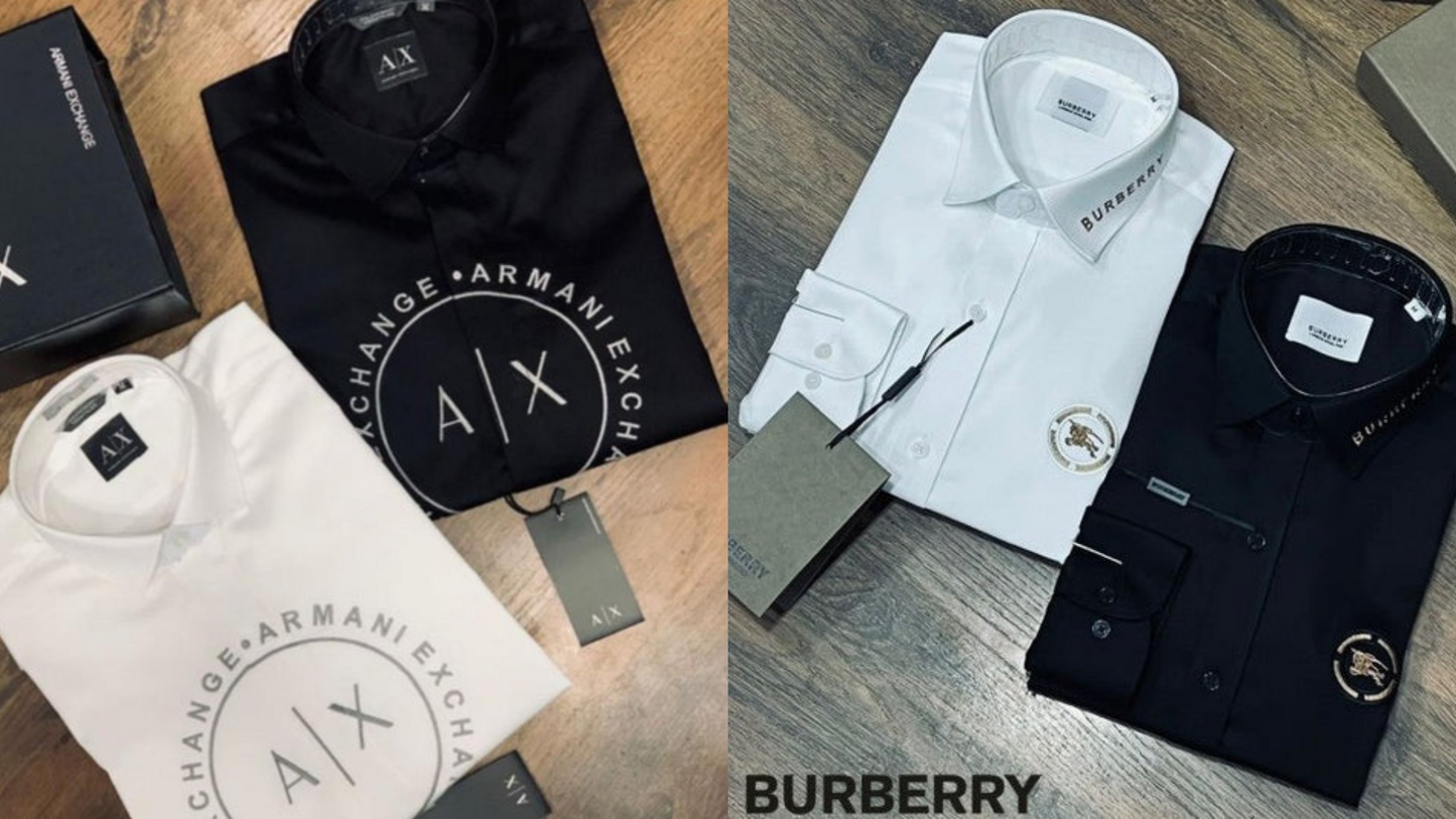 Luxury And Premium Cotton Shirt For Men (BD-ARMANI 2 BLACK + BURBERRY 1 BLACK)