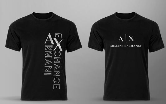 Men's Premium Selling T-shirt (BD-ARMANI EXCHANGE SILVER + AX WHITE)