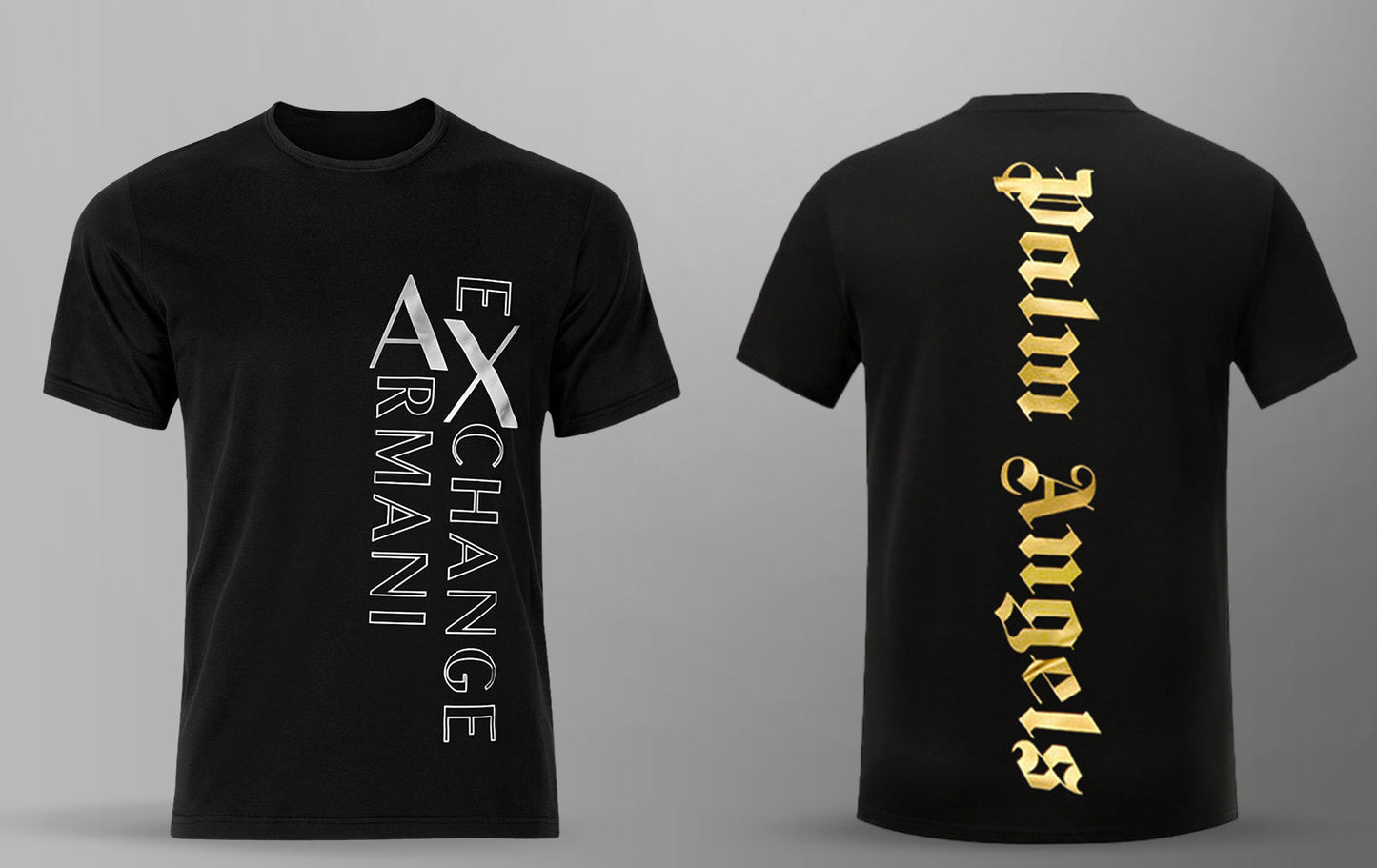 Men's Premium Selling T-shirt (BD-ARMANI EXCHANGE SILVER + PALM ANGELS)