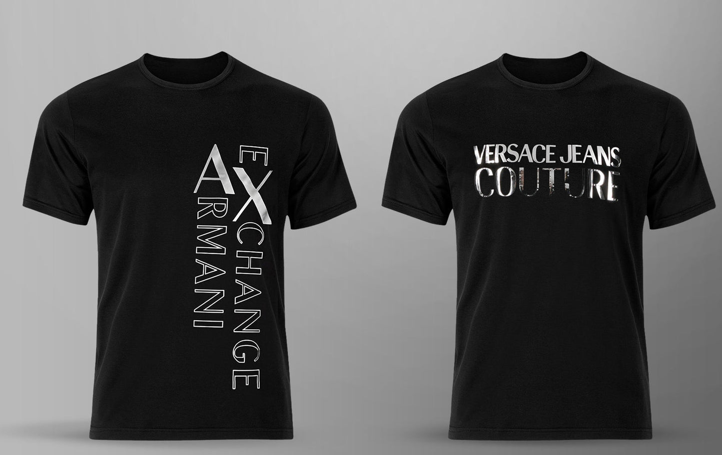 Men's Premium Selling T-shirt (BD-VERSACE SILVER + ARMANI EXCHANGE SILVER)