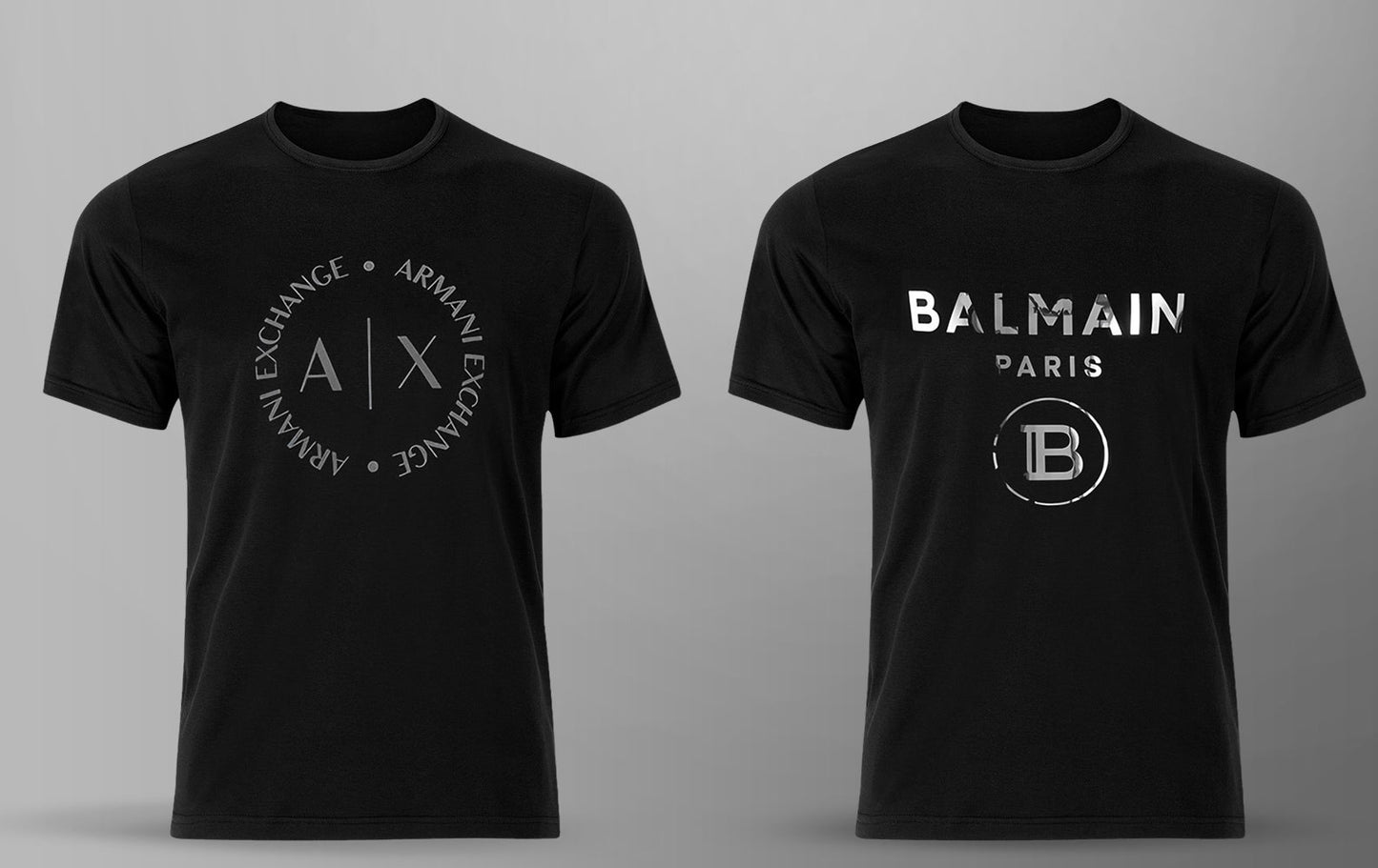 Men's Premium Selling T-shirt (BD-ARMANI ROUND + BALMAIN SILVER)