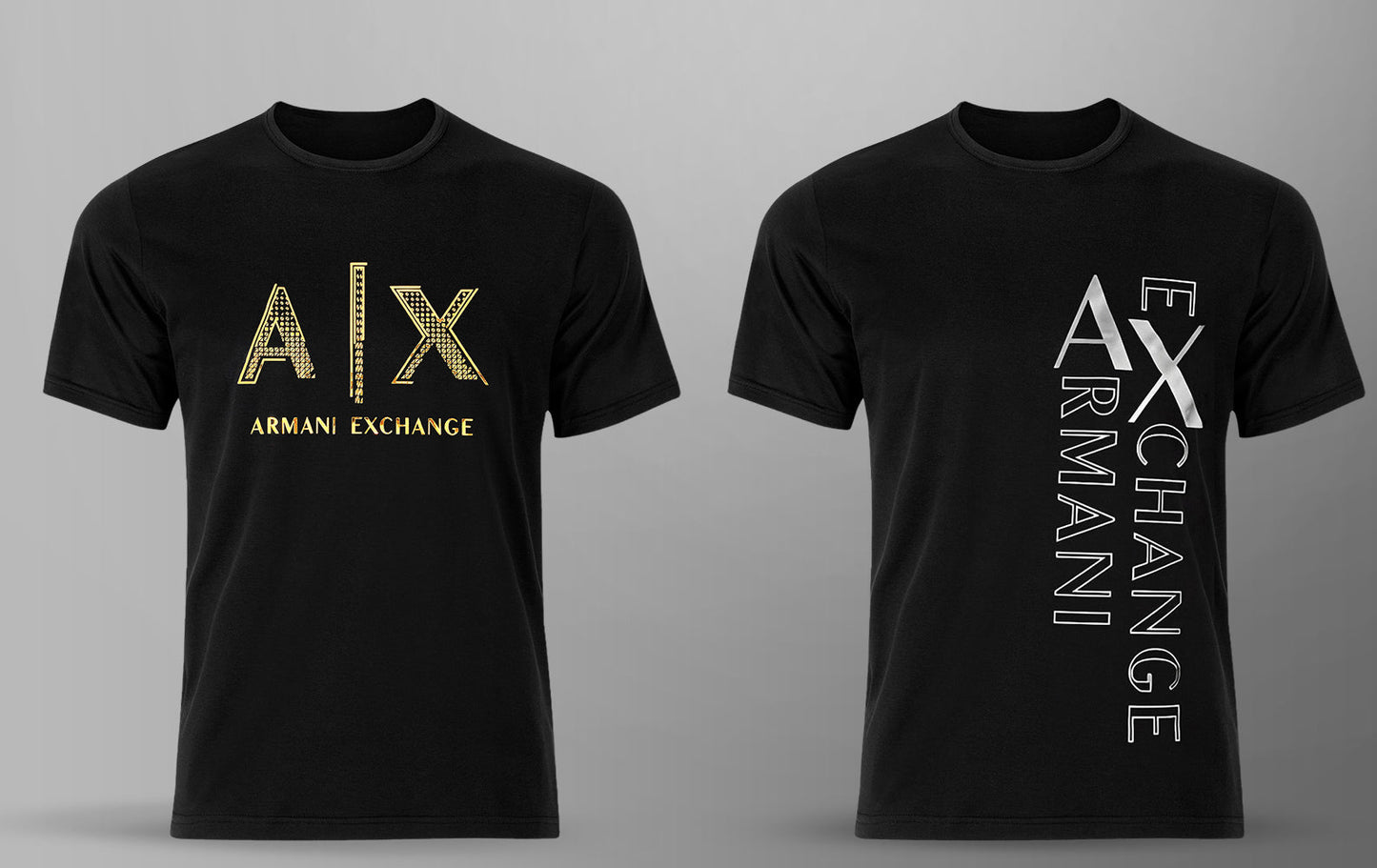 Men's Premium Selling T-shirt (BD-AX GOLD + ARMANI EXCHANGE SILVER)