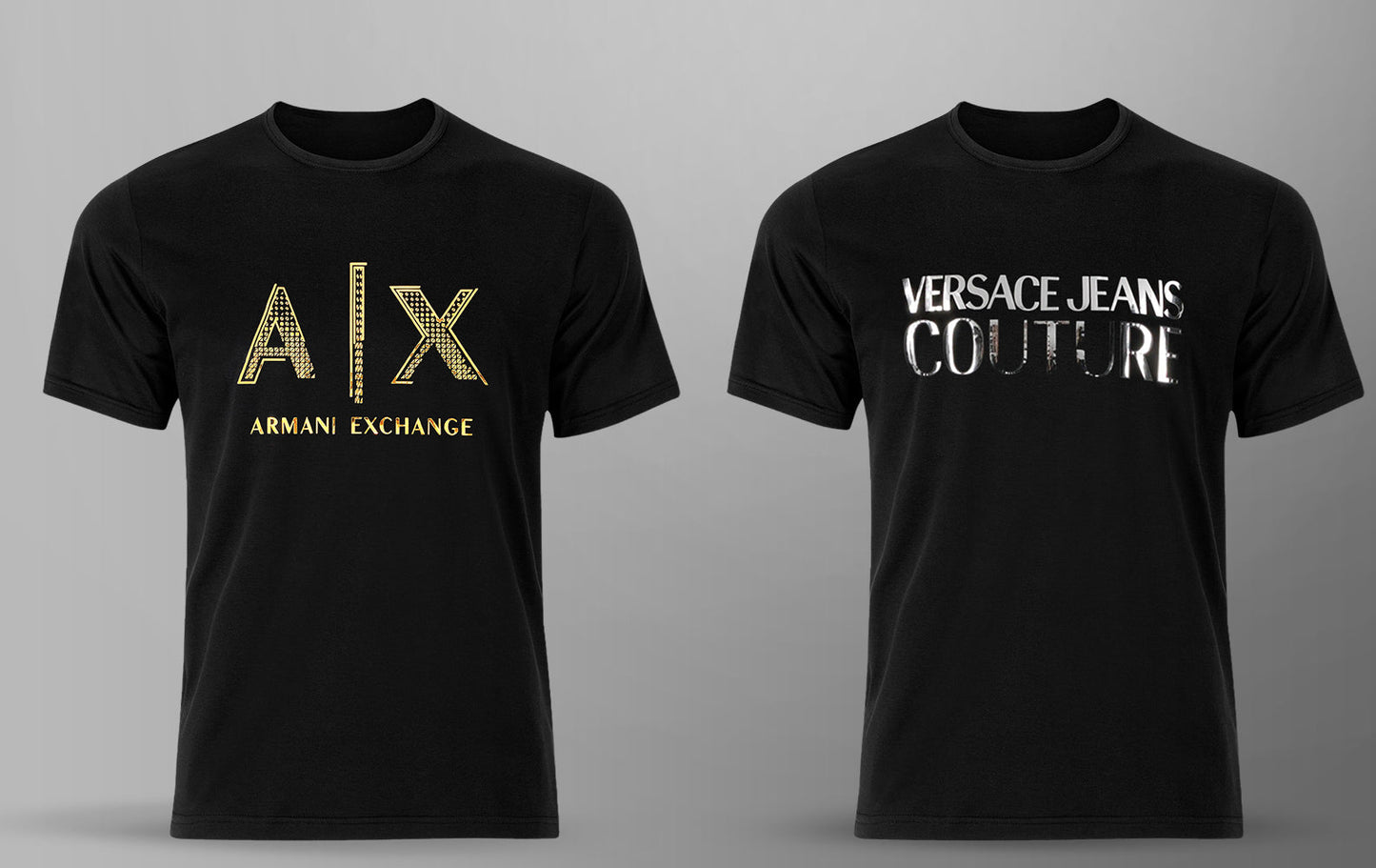 Men's Premium Selling T-shirt (BD-VERSACE SILVER + AX GOLD)