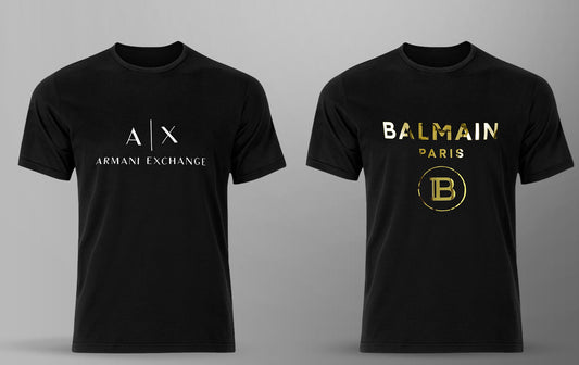 Men's Premium Selling T-shirt (BD-AX WHITE + BALMAIN GOLD)