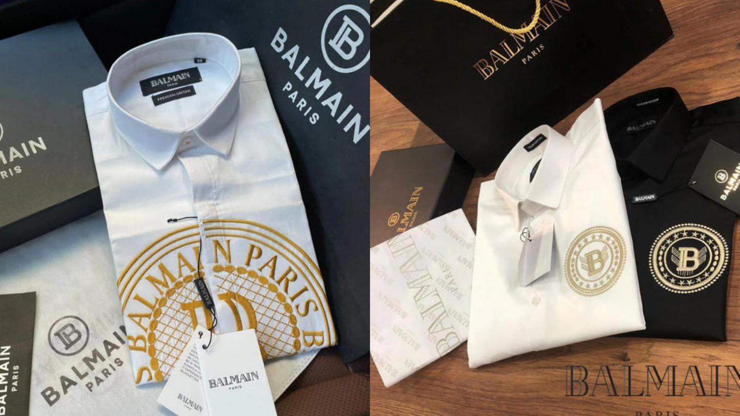 Luxury And Premium Cotton Shirt For Men (BD-BALMAIN 1 BLACK + BALMAIN 2 BLACK)