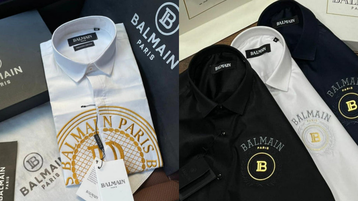 Luxury And Premium Cotton Shirt For Men (BD-BALMAIN 1 BLACK + BALMAIN 3 BLACK)