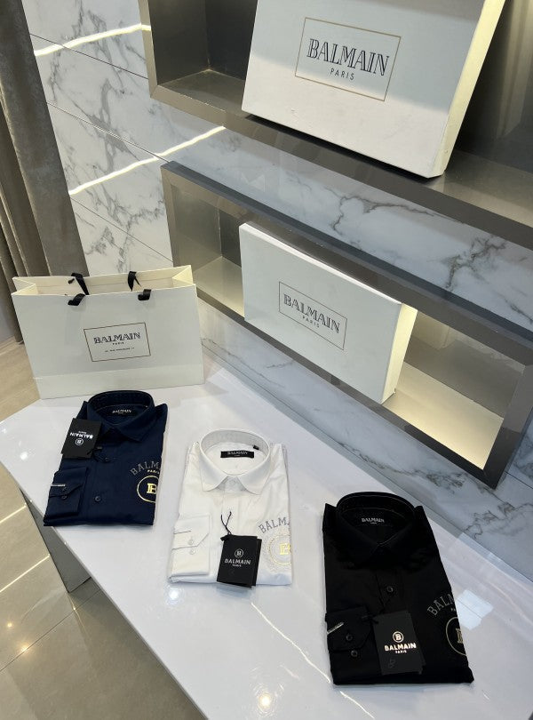 Luxury And Premium Cotton Shirt For Men (BD-BURBERRY 1 BLACK + BALMAIN 3 BLACK)