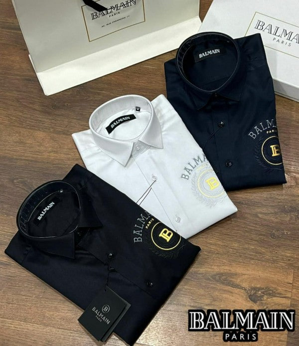 Luxury And Premium Cotton Shirt For Men (BD-BALMAIN 1 BLACK + BALMAIN 3 BLACK)