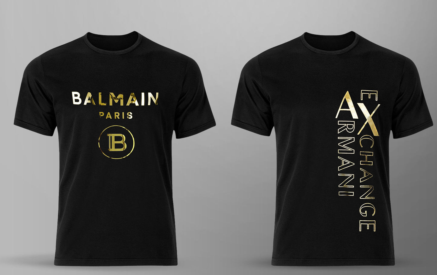 Men's Premium Selling T-shirt (BD-BALMAIN GOLD + ARMANI EXCHANGE)