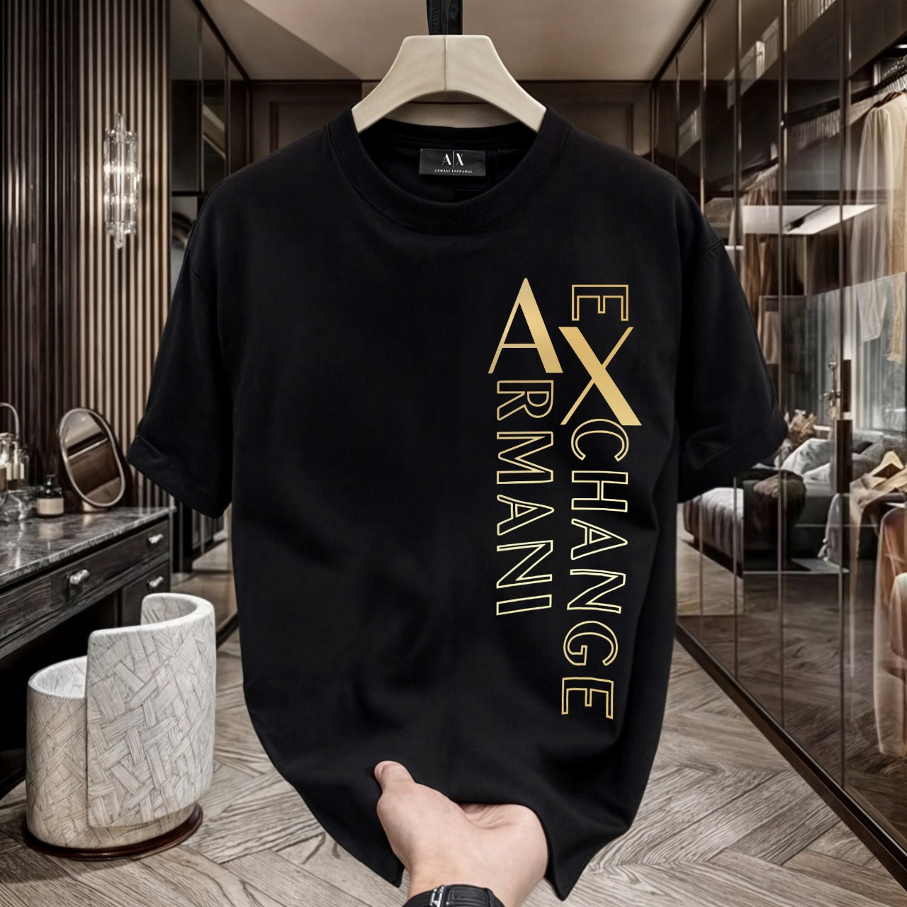 Men's Premium Selling T-Shirts (BD-BALMAIN WHITE+ARMANI EXCHANGE)