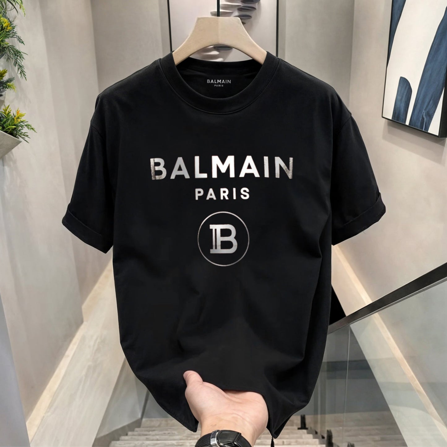 Men's Premium Selling T-Shirts (BD-BALMAIN SILVER+ AX WHITE)