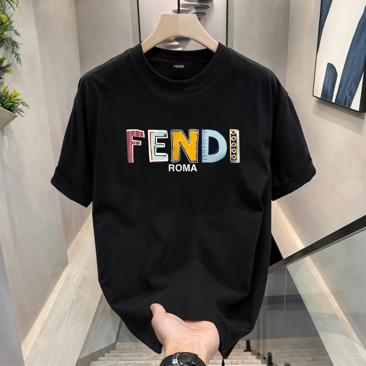Men's Premium Selling T-Shirts (BD-FENDI COLORFUL+BALMAIN ROYAL)